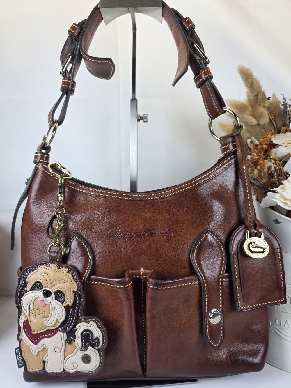 Dooney & Bourke Florentine Small Lucy Hobo Brown Leather Shoulder Bag